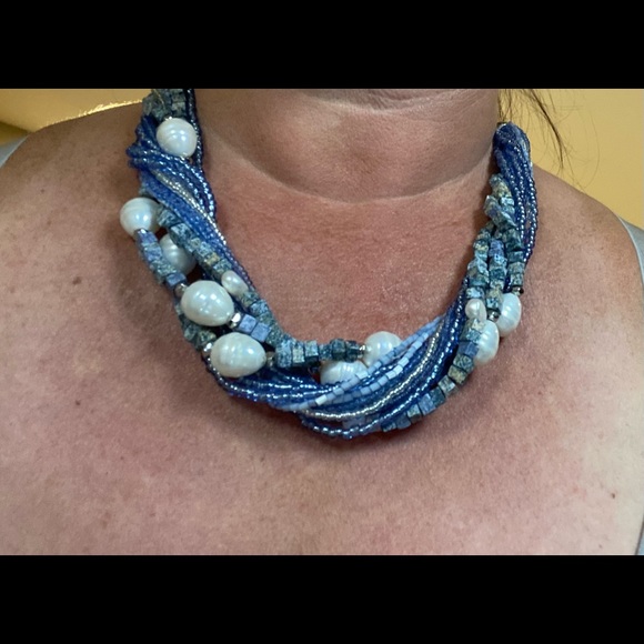 Chico statement strand Necklace Blue Beach Bead - Picture 5 of 6